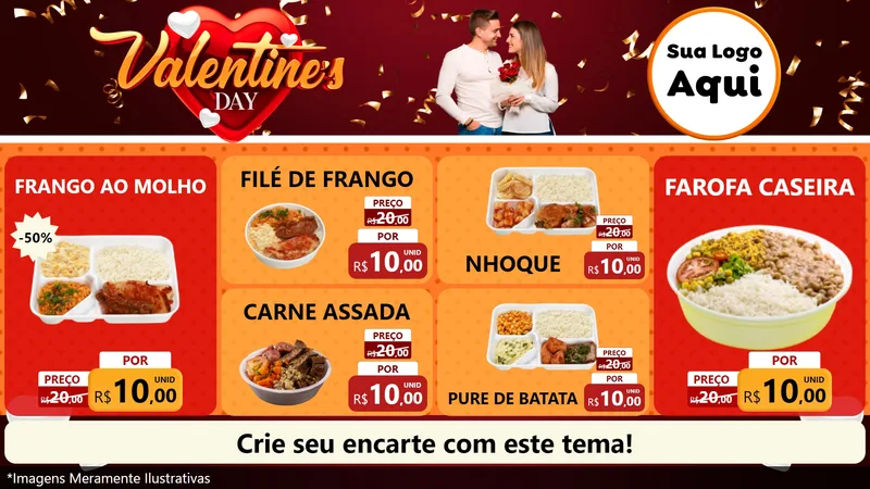 Modelo de TV para TV Horizontal com o tema Valentine's Day para Restaurante