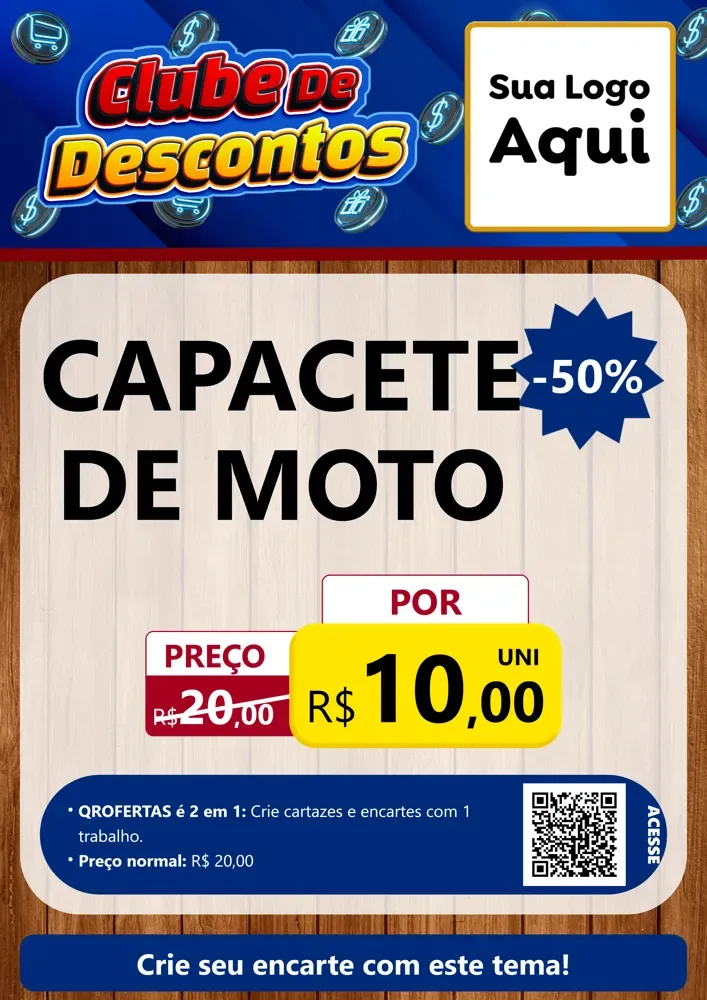 Modelo de Cartaz para Cartaz A4 Vertical com o tema Clube de Descontos para Moto peças