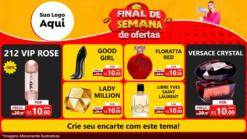 Modelo de TV para TV Horizontal com o tema Final de Semana de Ofertas para Perfumes