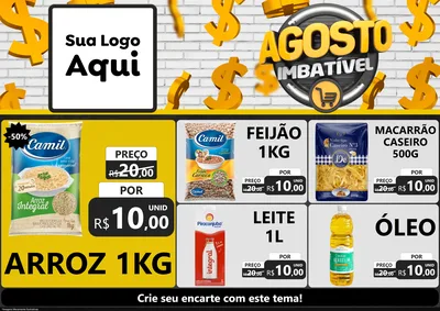 Modelo de Encarte para Encarte A4 Horizontal com o tema Agosto imbatível para Supermercado