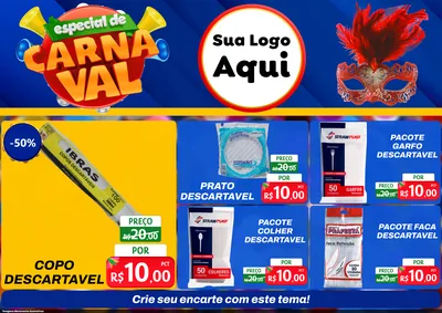 Modelo de Encarte para Encarte A4 Horizontal com o tema Especial de Carnaval para Embalagens