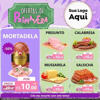 Modelo de Rede Social para Feed Facebook com o tema Ofertas de Primavera para Frios e Laticínios