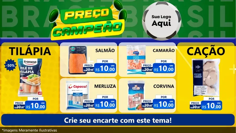 Modelo de TV para TV Horizontal com o tema Preço Campeão - Copa para Peixaria