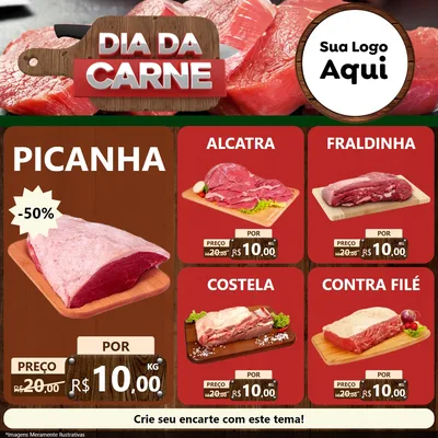 Modelo de Rede Social para Feed Facebook com o tema Dia da Carne para Açougue