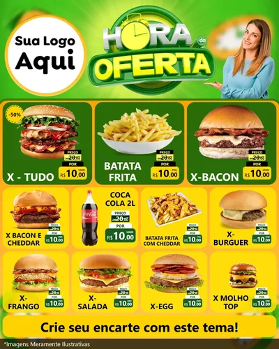 Modelo de Rede Social para Feed Instagram com o tema Hora da Oferta para Hamburgueria