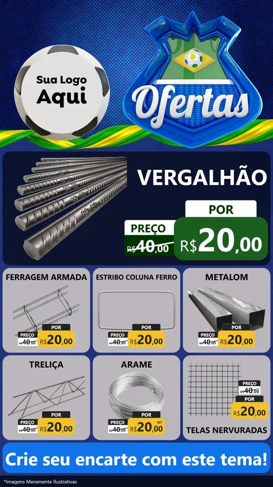 Modelo de Rede Social para Stories com o tema Ofertas (Futebol) para Ferragens