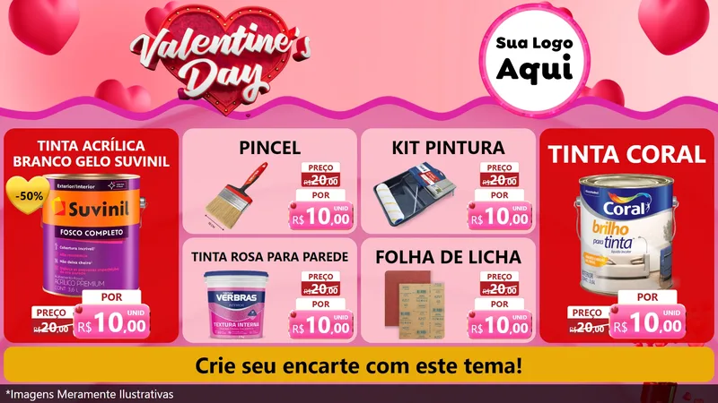 Modelo de TV para TV Horizontal com o tema Valentine's Day para Tintas e Ferramentas