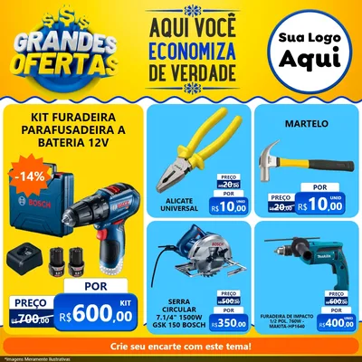 Modelo de Rede Social para Feed Facebook com o tema Grandes Ofertas para Maquinas e Ferramentas