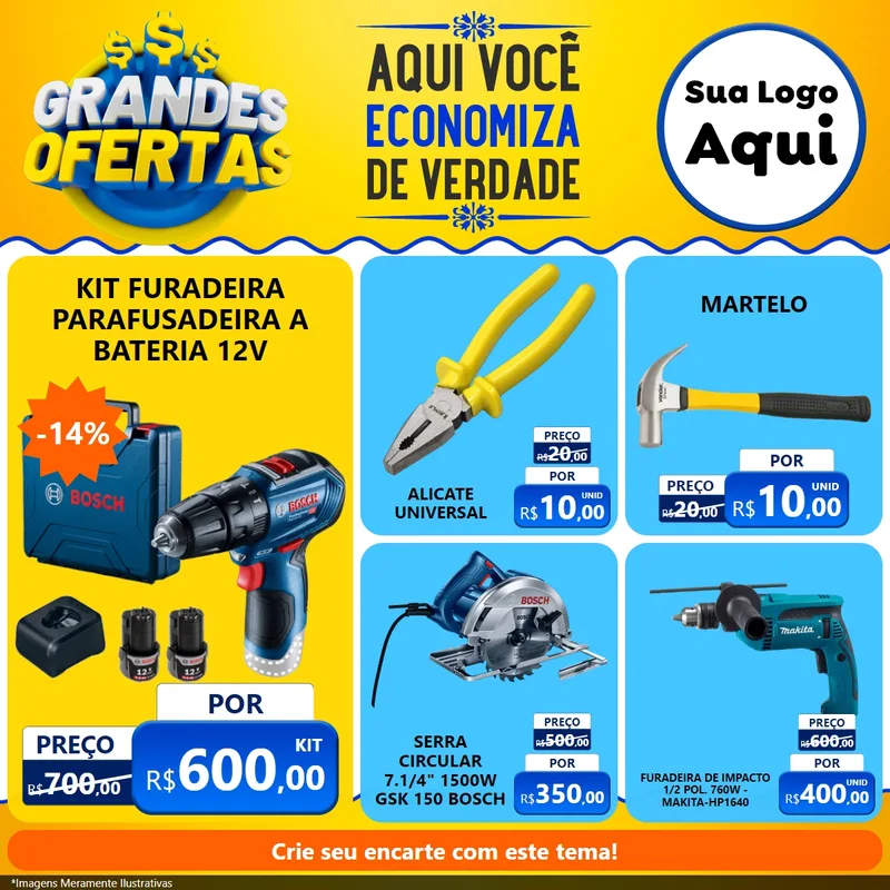 Modelo de Rede Social para Feed Facebook com o tema Grandes Ofertas para Maquinas e Ferramentas