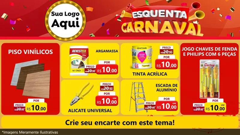 Modelo de TV para TV Horizontal com o tema Esquenta Carnaval para Material para Construção