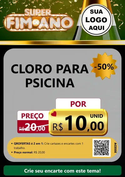 Modelo de Cartaz para Cartaz A4 Vertical com o tema Super Fim de Ano para Produtos para Piscina