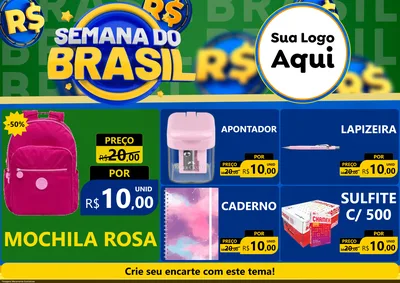 Modelo de Encarte para Encarte A4 Horizontal com o tema Semana Do Brasil para Papelaria