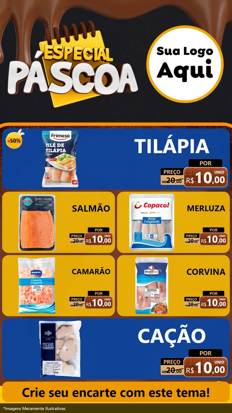 Modelo de TV para TV Vertical com o tema Especial Páscoa para Peixaria
