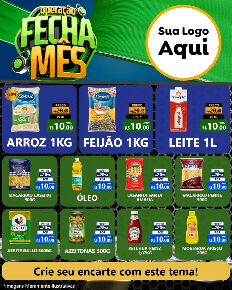 Modelo de Rede Social para Feed Instagram com o tema Operação Fecha Mês para Supermercado