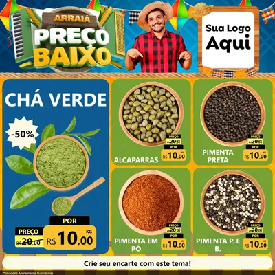 Modelo de Rede Social para Feed Facebook com o tema Arraiá de Preço Baixo - Junina para Produtos Naturais