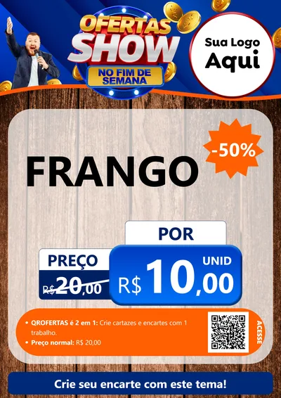 Modelo de Cartaz para Cartaz A4 Vertical com o tema Ofertas Show No Fim De Semana para Assados