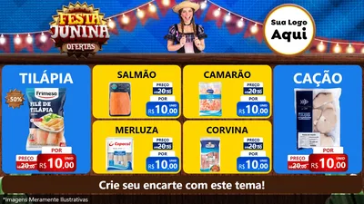 Modelo de TV para TV Horizontal com o tema Festa Junina Ofertas para Peixaria