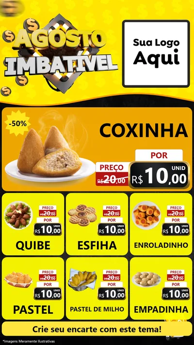 Modelo de Rede Social para Stories com o tema Agosto Imbatível para Salgadaria