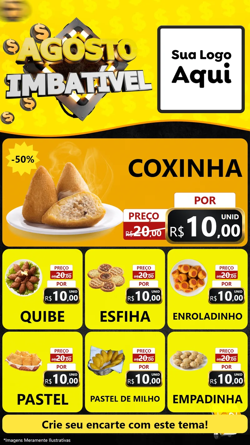 Modelo de Rede Social para Stories com o tema Agosto Imbatível para Salgadaria