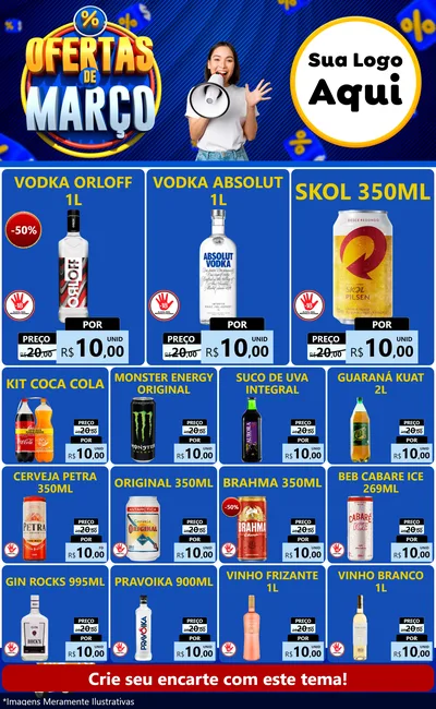 Modelo de Encarte para Encarte Grande com o tema Ofertas de Março para Distribuidora de bebidas
