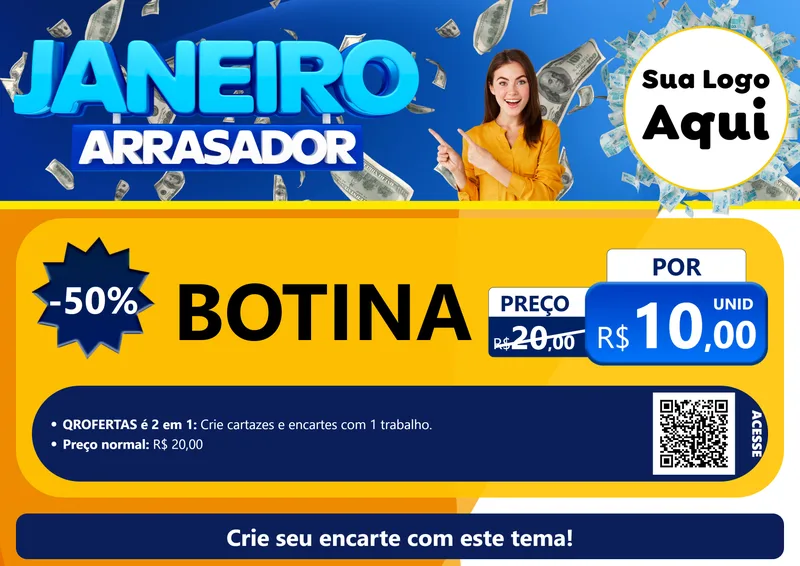 Modelo de Cartaz para Cartaz A4 Horizontal com o tema Janeiro Arrasador para Agropecuária