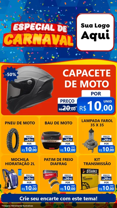 Modelo de Rede Social para Stories com o tema Especial de Carnaval para Moto peças