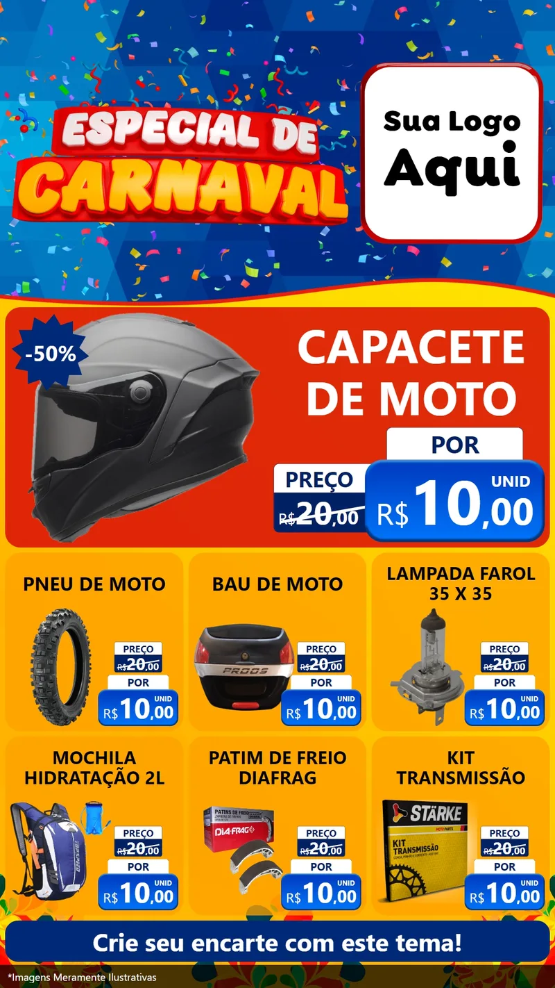 Modelo de Rede Social para Stories com o tema Especial de Carnaval para Moto peças