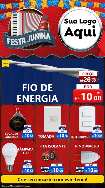 Modelo de Rede Social para Stories com o tema Festa Junina para Materiais Elétricos