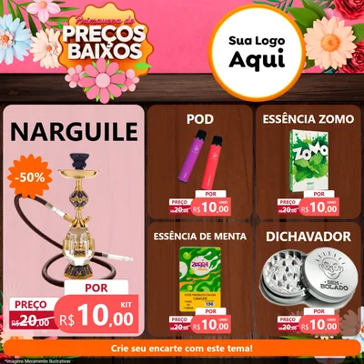 Modelo de Rede Social para Feed Facebook com o tema Primavera de Preços Baixos para Tabacaria