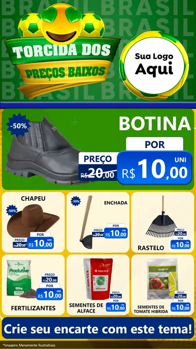Modelo de Rede Social para Stories com o tema Torcida dos Preços Baixos - Copa para Agropecuária