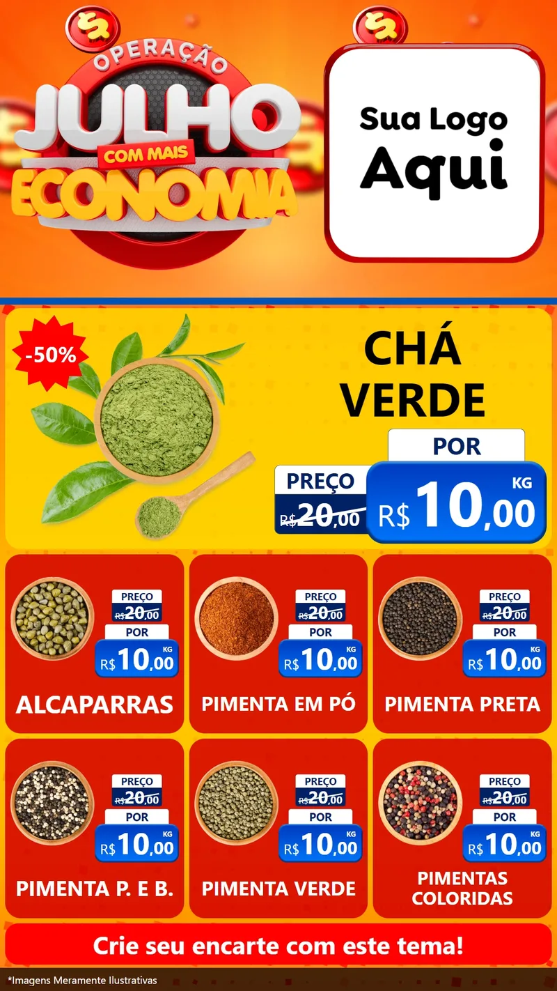 Modelo de Rede Social para Stories com o tema Operação Julho Com Mais Economia para Produtos Naturais