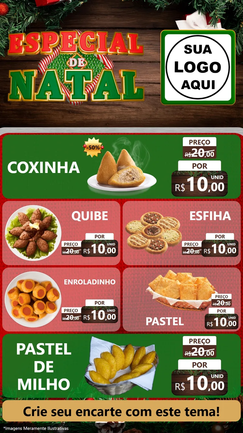 Modelo de TV para TV Vertical com o tema Especial de Natal para Salgadaria