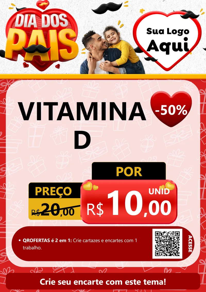 Modelo de Cartaz para Cartaz A4 Vertical com o tema Dia dos Pais para Farmácia