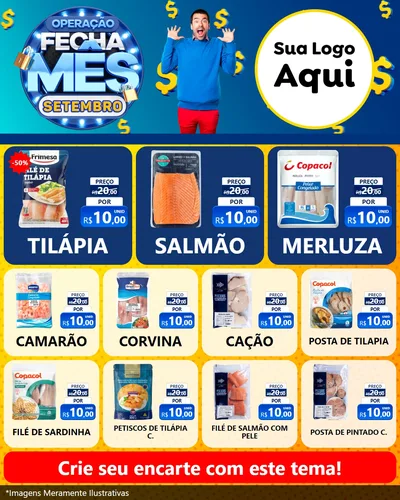 Modelo de Rede Social para Feed Instagram com o tema Operação Fecha Mês Setembro para Peixaria