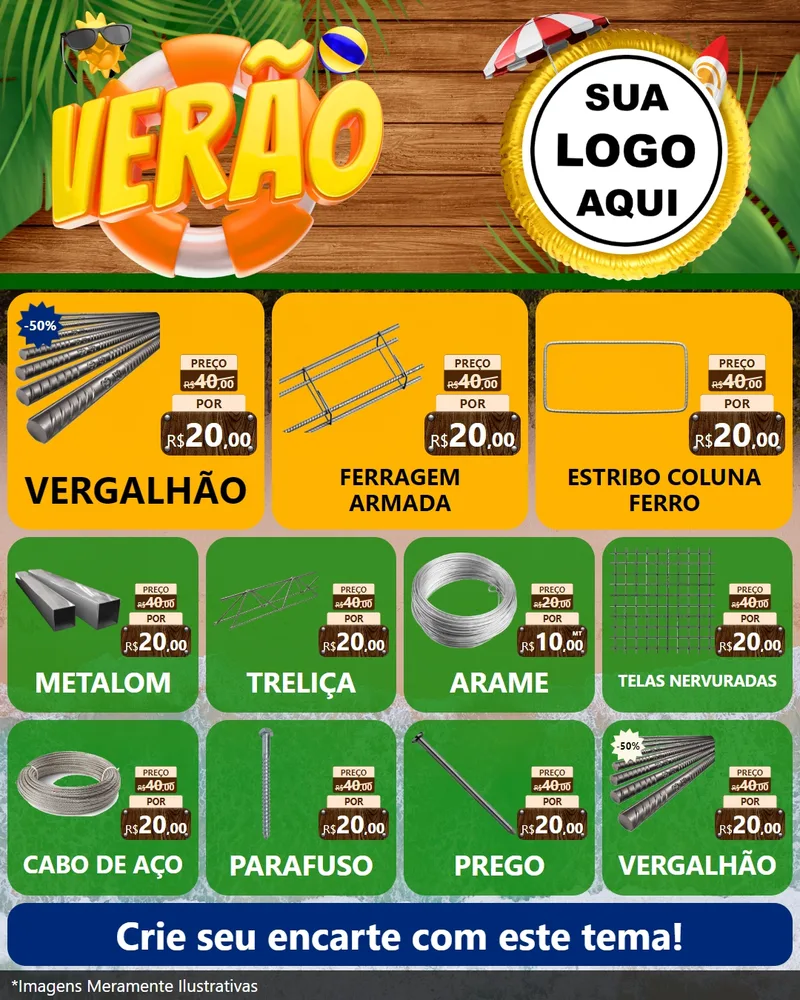Modelo de Rede Social para Feed Instagram com o tema Verão para Ferragens