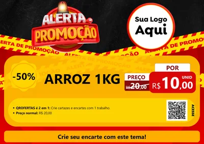 Modelo de Cartaz para Cartaz A4 Horizontal com o tema Alerta de Promoção para Supermercado