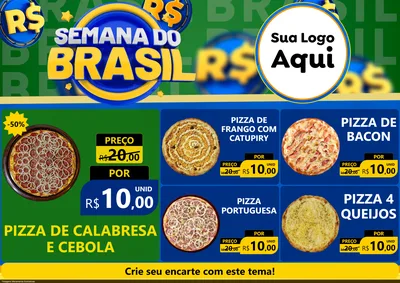Modelo de Encarte para Encarte A4 Horizontal com o tema Semana Do Brasil para Pizzaria