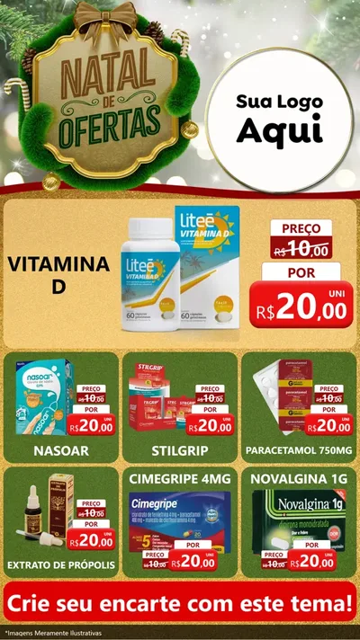 Modelo de Rede Social para Stories com o tema Ofertas de Natal para Farmácia