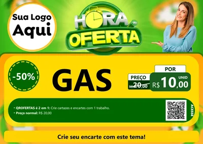 Modelo de Cartaz para Cartaz A4 Horizontal com o tema Hora da Oferta para Água e gás