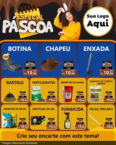 Modelo de Rede Social para Feed Instagram com o tema Especial Páscoa para Agropecuária