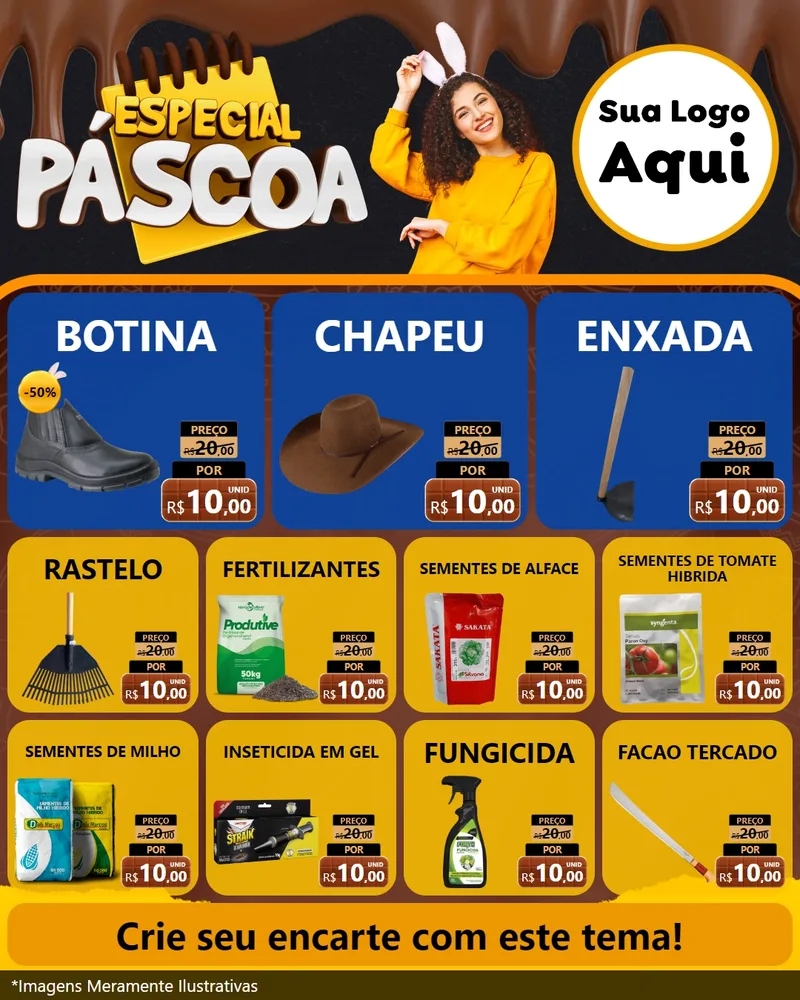 Modelo de Rede Social para Feed Instagram com o tema Especial Páscoa para Agropecuária