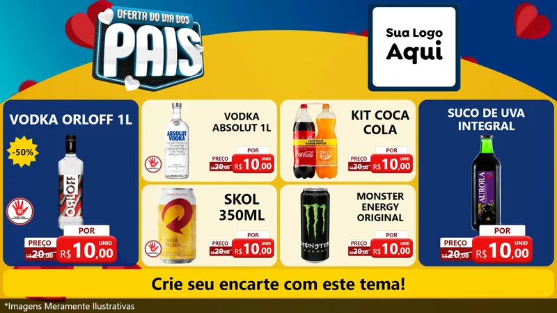 Modelo de TV para TV Horizontal com o tema Oferta Do Dia Dos Pais para Distribuidora de bebidas