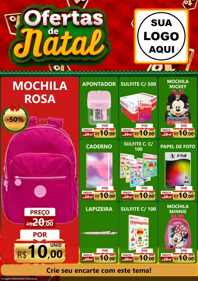Modelo de Encarte para Encarte A4 Vertical com o tema Ofertas de Natal para Papelaria