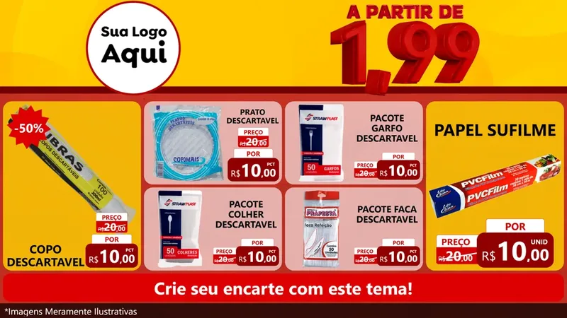 Modelo de TV para TV Horizontal com o tema A Partir de Um e Noventa e Nove - 1,99 para Embalagens