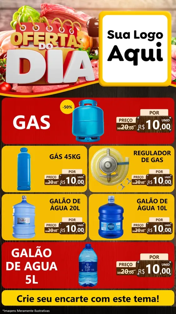 Modelo de TV para TV Vertical com o tema Ofertas do Dia para Água e gás