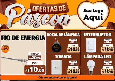 Modelo de Encarte para Encarte A4 Horizontal com o tema Ofertas de Páscoa para Materiais Elétricos