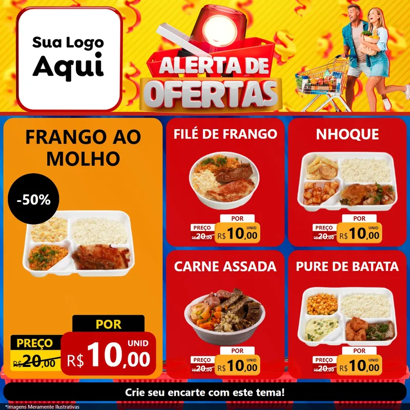 Modelo de Rede Social para Feed Facebook com o tema Alerta de Ofertas para Restaurante