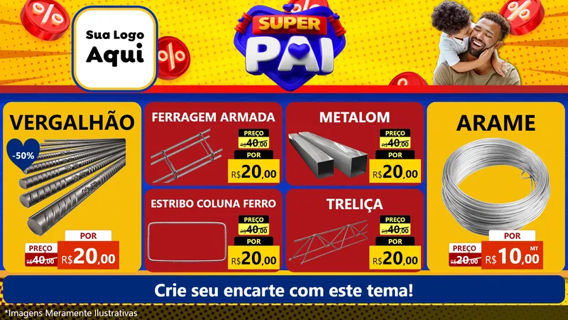 Modelo de TV para TV Horizontal com o tema Super Pai para Ferragens