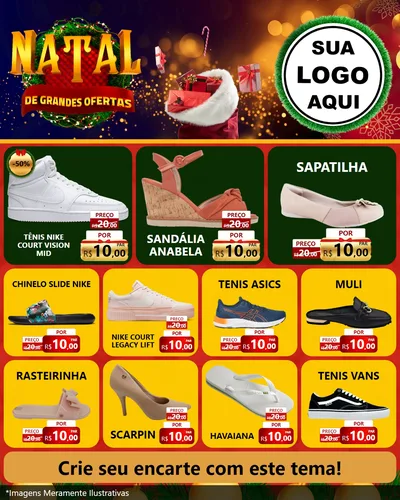 Modelo de Rede Social para Feed Instagram com o tema Natal de Grandes Ofertas para Calçados