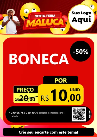 Modelo de Cartaz para Cartaz A4 Vertical com o tema Sexta-feira Maluca para Brinquedos